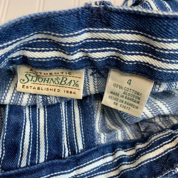 Vintage Striped Denim Cropped High Waisted Jeans Belted Sz 4 - Picture 2 of 6
